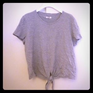 Madewell Gray Tie-front Top